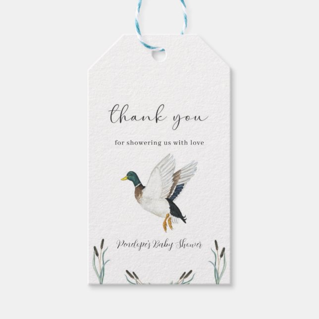 Mallard Duck Baby Shower Favour Tag duck hunting  (Front)