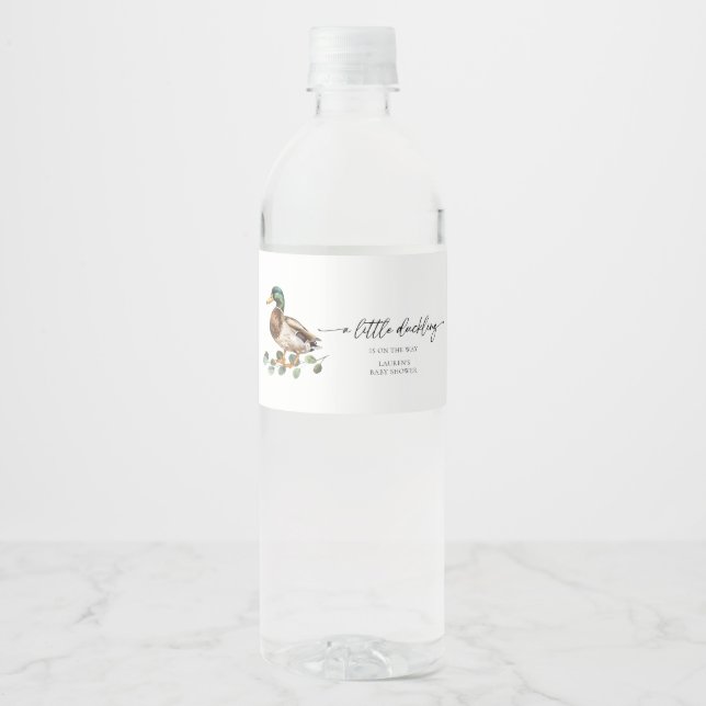 Mallard Duck Baby Shower Water Bottle Label (Front)