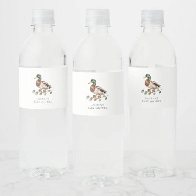 Mallard Duck Baby Shower Water Bottle Label (Bottles)