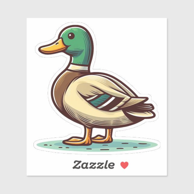 Mallard Duck bird Custom-Cut Vinyl Sticker (Sheet)
