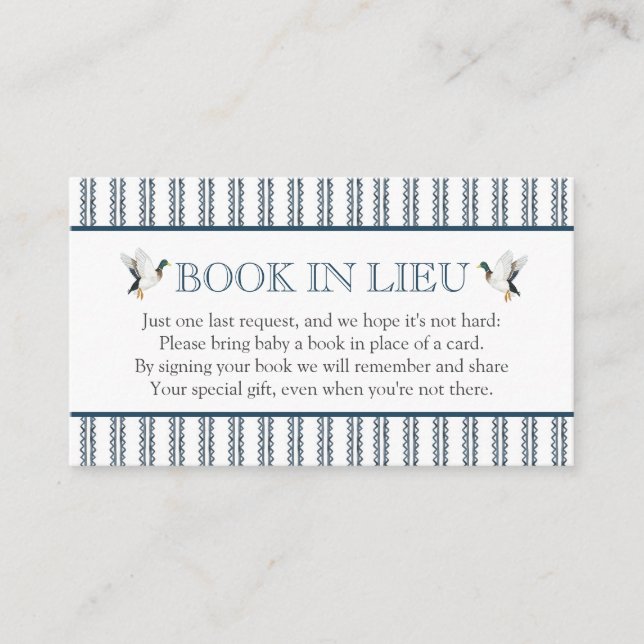 Mallard Duck Book in Lieu baby shower Insert (Front)
