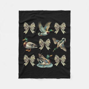 Mallard Duck Camouflage Camo Bow Duck Hunting Girl Fleece Blanket