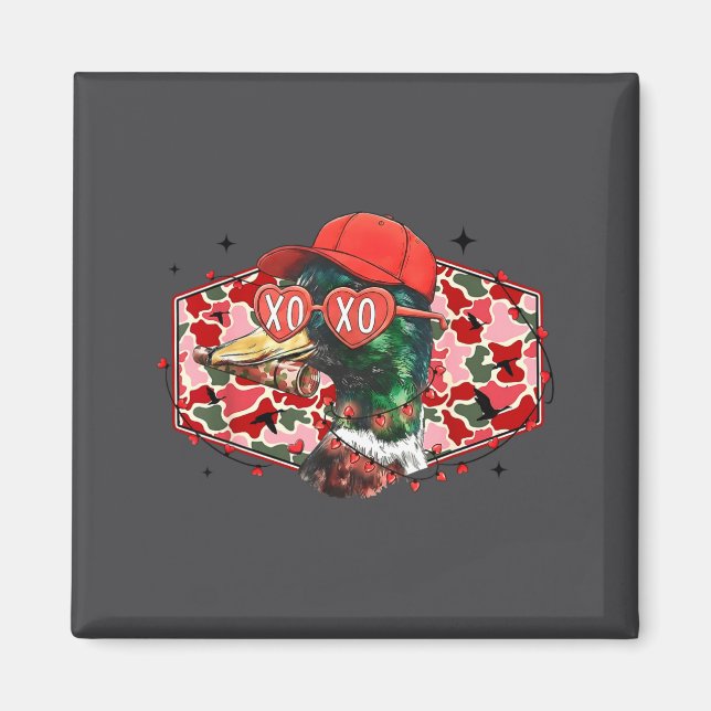 Mallard Duck Camouflage Happy Valentine's Day Hunt Magnet (Front)