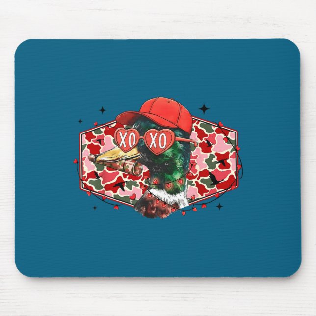 Mallard Duck Camouflage Happy Valentine's Day Hunt Mouse Mat (Front)