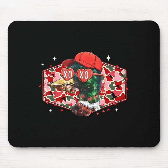 Mallard Duck Camouflage Happy Valentine's Day Hunt Mouse Mat (Front)