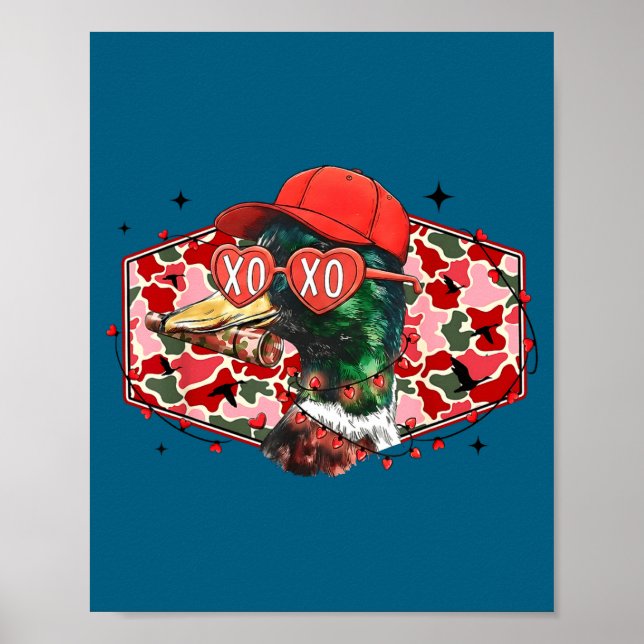 Mallard Duck Camouflage Happy Valentine's Day Hunt Poster (Front)