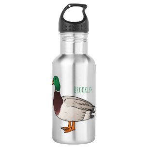 Mallard duck cartoon illustration 532 ml water bottle