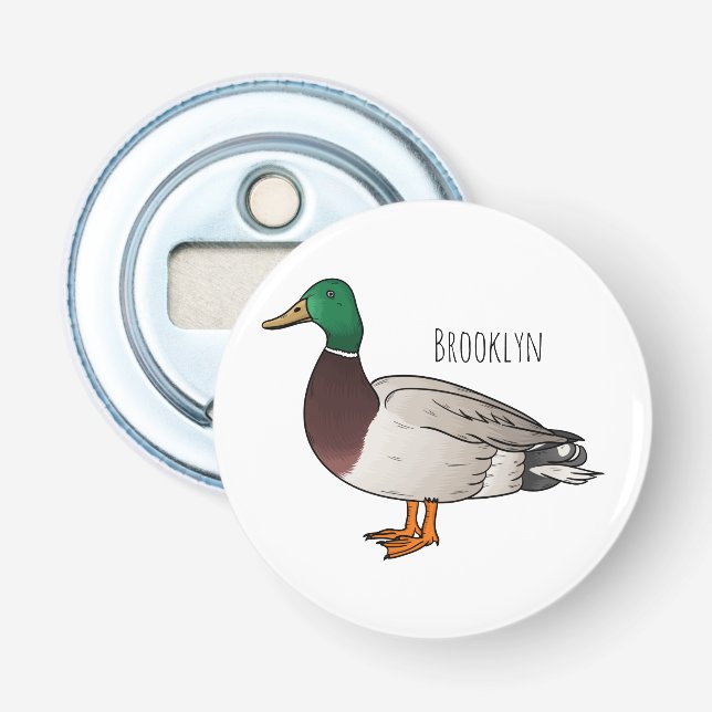 Mallard duck cartoon illustration  bottle opener (Front)