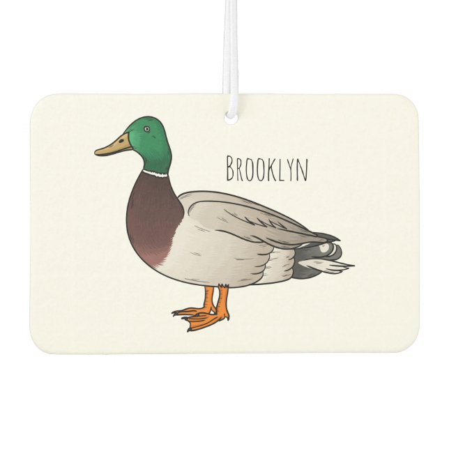 Mallard duck cartoon illustration car air freshener (Front)