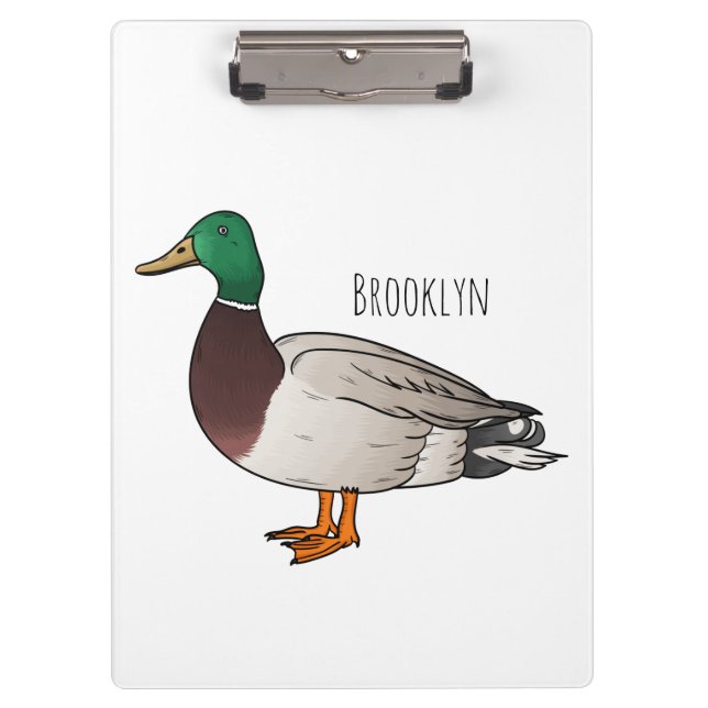 Mallard duck cartoon illustration  clipboard (Front)