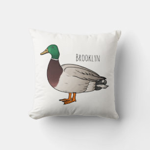 Mallard duck cartoon illustration  cushion