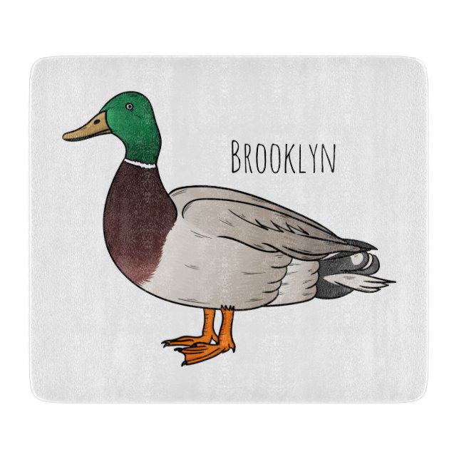 Mallard duck cartoon illustration  cutting board (Front)