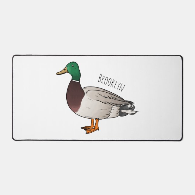 Mallard duck cartoon illustration  desk mat (Front)