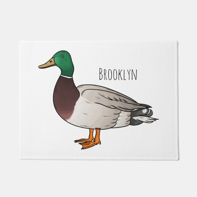 Mallard duck cartoon illustration doormat (Front)