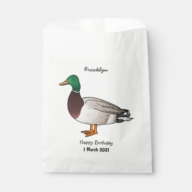 Mallard duck cartoon illustration favour bags (Front)