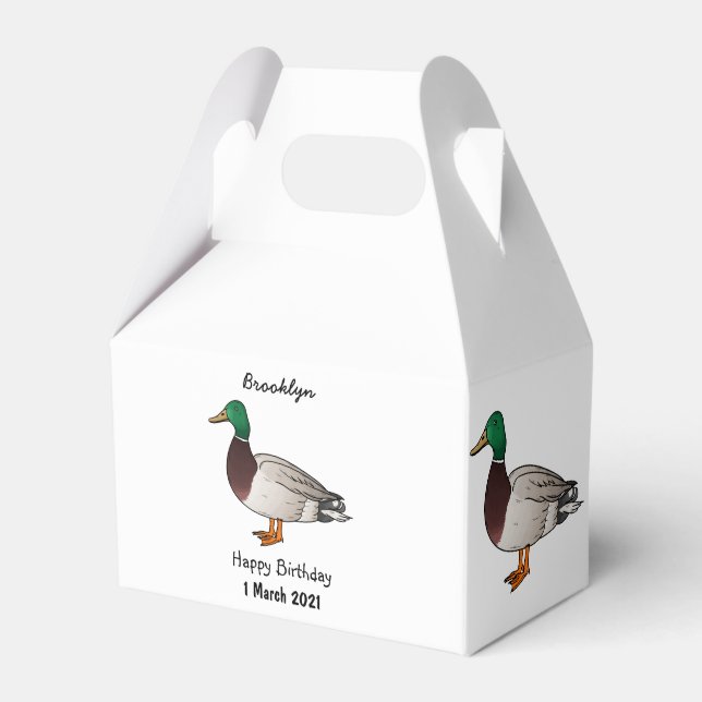 Mallard duck cartoon illustration favour box (Front Side)