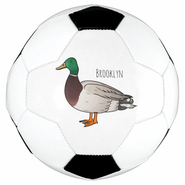 Mallard duck cartoon illustration football (Front)