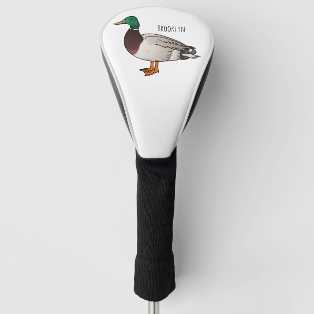 Mallard duck cartoon illustration  golf head cover (Front)