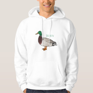 Mallard duck cartoon illustration hoodie