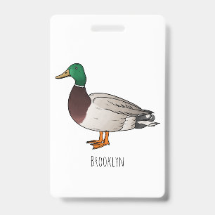 Mallard duck cartoon illustration ID badge