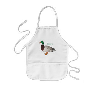 Mallard duck cartoon illustration kids apron