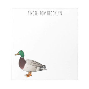 Mallard duck cartoon illustration notepad