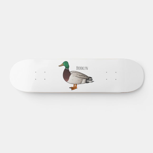 Mallard duck cartoon illustration  skateboard (Horz)