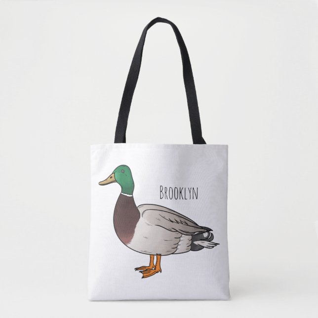 Mallard duck cartoon illustration tote bag (Front)