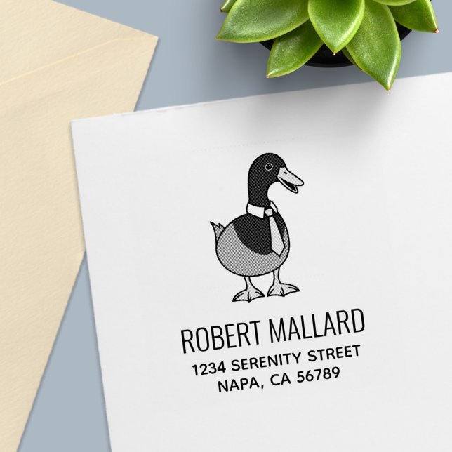 Mallard Duck Collar Necktie Address Self-inking Stamp (Creator Uploaded)