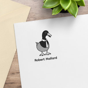 Mallard Duck Collar Necktie Custom Name 1x1 Rubber Stamp