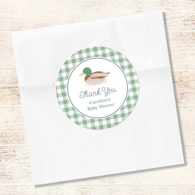 Mallard Duck Country Hunting Baby Shower Thank You Classic Round Sticker (Creator Uploaded)