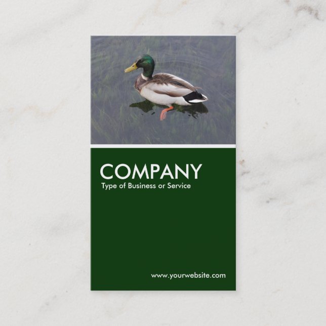 Mallard Duck - Dark Green Business Card (Front)