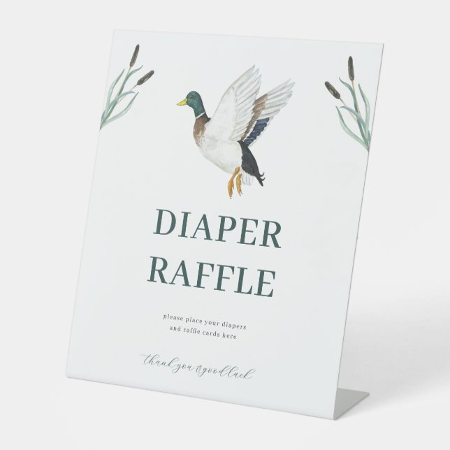 Mallard Duck Diaper Raffle Baby Shower Sign  (Front)