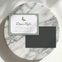 Mallard Duck Diaper Raffle Green Gingham Card