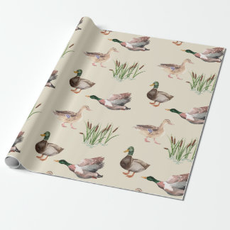Mallard Duck Drake and Hen Wrapping Paper 