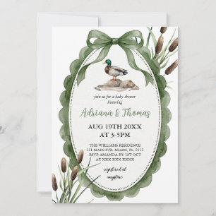 Mallard Duck Green Baby Shower  Invitation