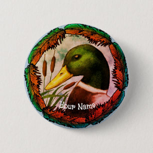 Mallard Duck Head  6 Cm Round Badge