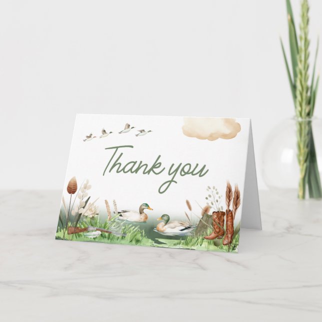Mallard Duck Hunting Baby Shower Thank You Card (Front)