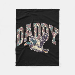 Mallard Duck Hunting Dad Retro Camouflage Daddy Fa Fleece Blanket
