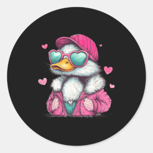 Mallard Duck Hunting Funny Valentine's Day Heart G Classic Round Sticker