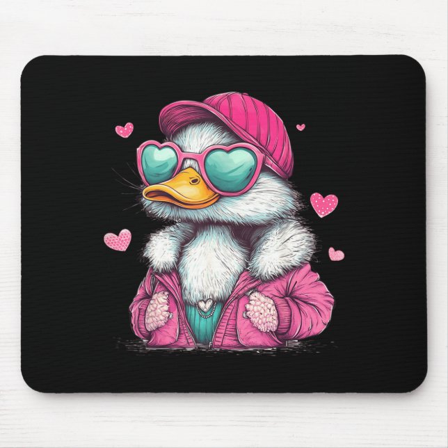 Mallard Duck Hunting Funny Valentine's Day Heart G Mouse Mat (Front)