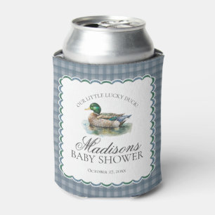 Mallard Duck Hunting Gingham Boy Baby Shower Favor Can Cooler