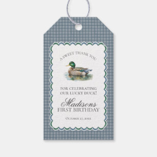Mallard Duck Hunting Gingham Boy Birthday Favour Gift Tags