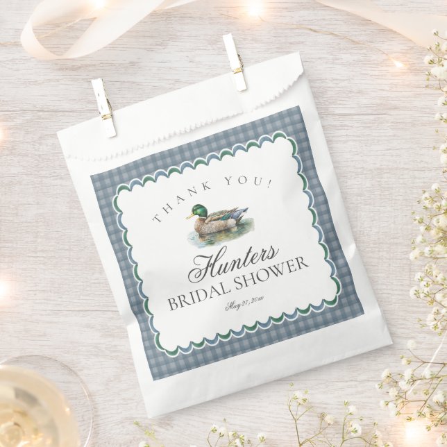 Mallard Duck Hunting Gingham Bridal Shower Dessert Favour Bags (Clipped)