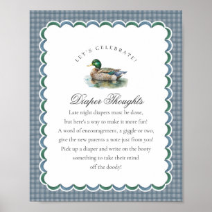 Mallard Duck Hunting Gingham Diaper Thoughts Sign