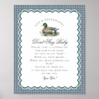 Mallard Duck Hunting Gingham Dont Say Baby Sign