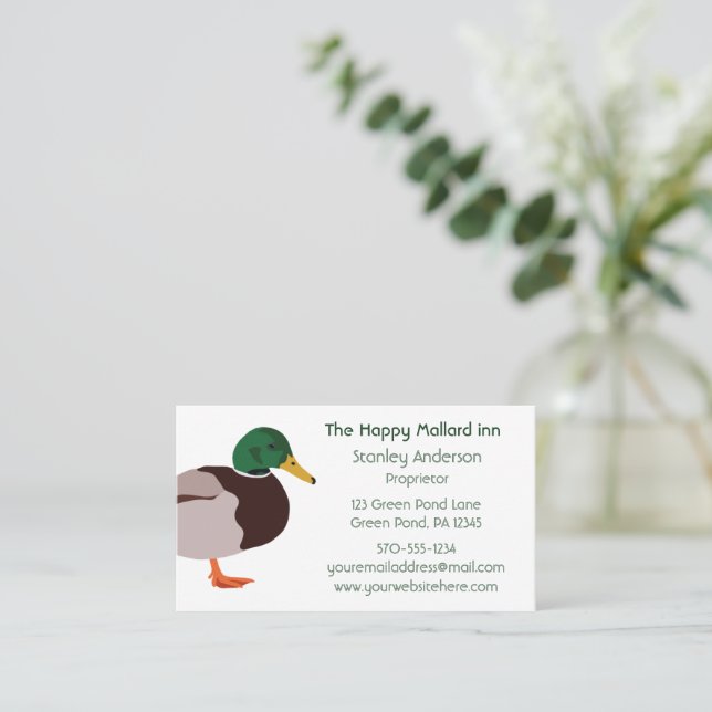 Mallard Duck Illustration Custom Business Card (Standing Front)