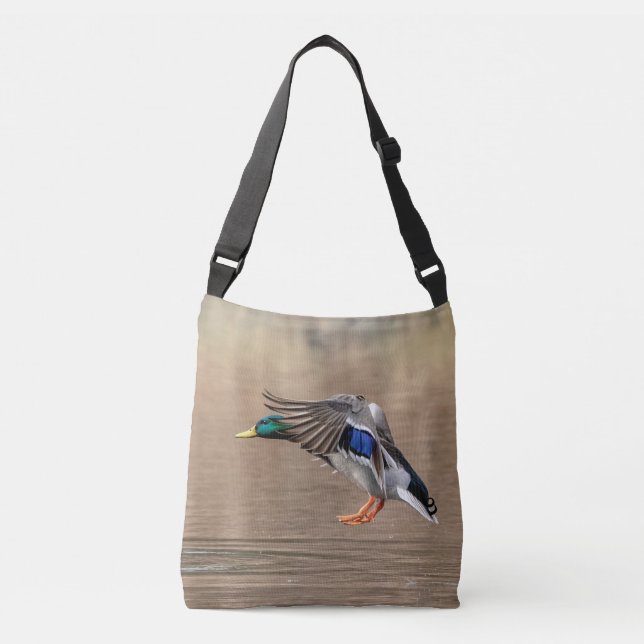 Mallard Duck in flight Crossbody Bag (Front)