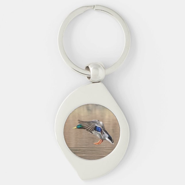 Mallard Duck in flight Key Ring (Front)