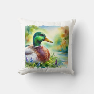 Mallard Duck in Light and Color 040924AREF118 - Wa Cushion